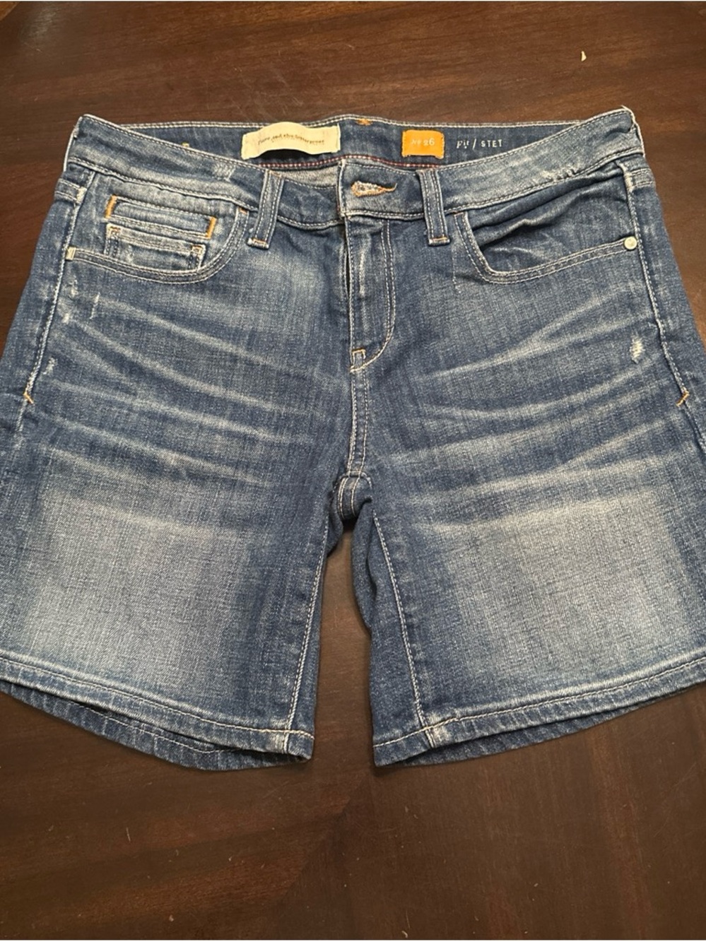 Pilcro and the Letterpress Faded Blue Mid-Rise Denim Shorts